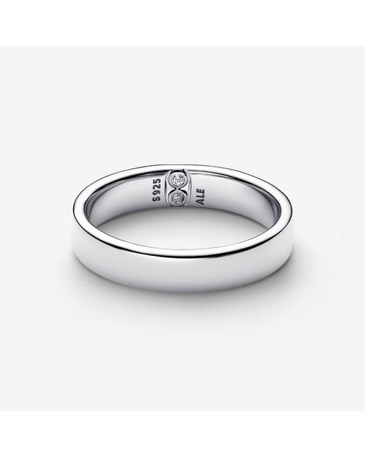 Pandora White Engravable Classic Band Ring