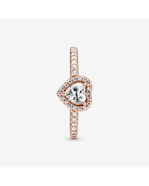 Pandora Metallic Sparkling Elevated Heart Ring