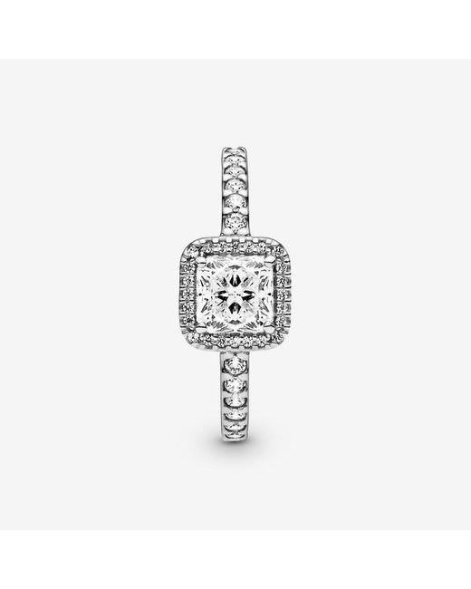 Pandora Metallic Square Sparkle Halo Ring