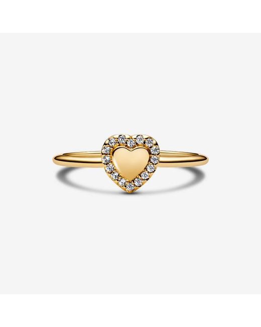Pandora Metallic Engravable Heart Halo Ring