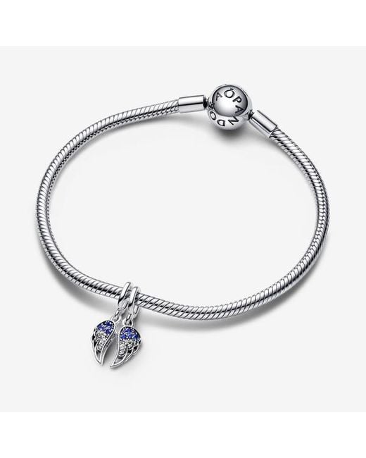Pandora Blue Sparkling Splitable Angel Wings Dangle Charm