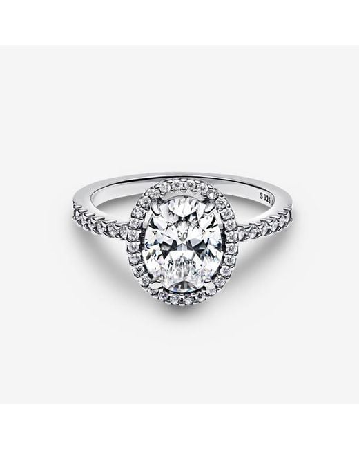 Pandora Metallic Oval Sparkling Halo Statement Ring