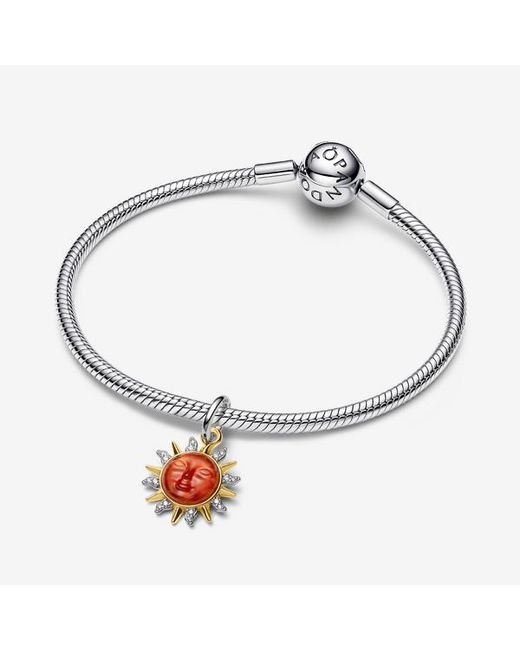 Pandora Red Swirling Sun Two-Tone Dangle Charm