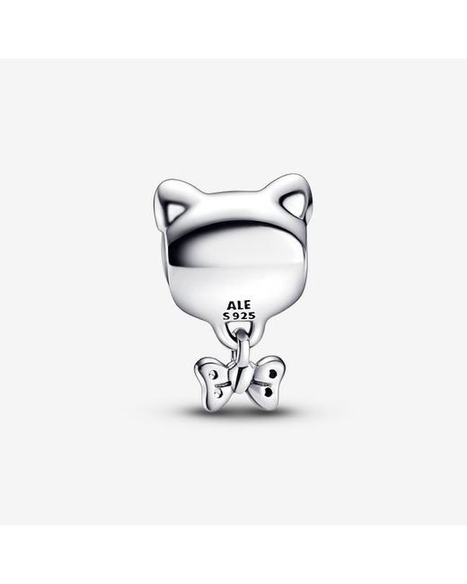Pandora White Pet Cat & Bow Charm