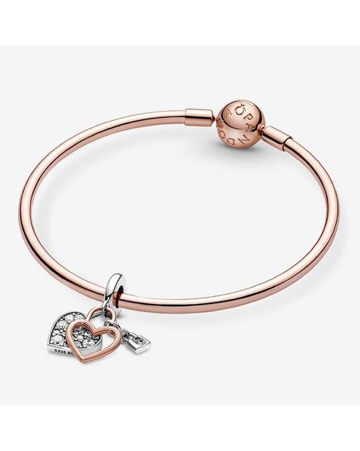Pandora White Heart Padlock Double Dangle Charm