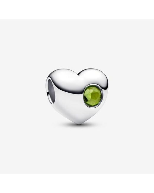 Pandora Moments 794161c08 Sterling Silver Heart Pendant With Artificial Crystal Moments Spring Green