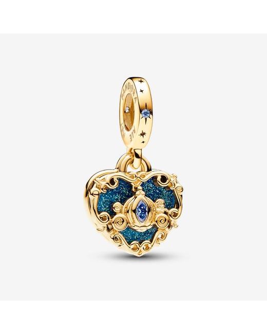 Pandora Metallic Disney Cinderella's Carriage & Heart Double Dangle Charm