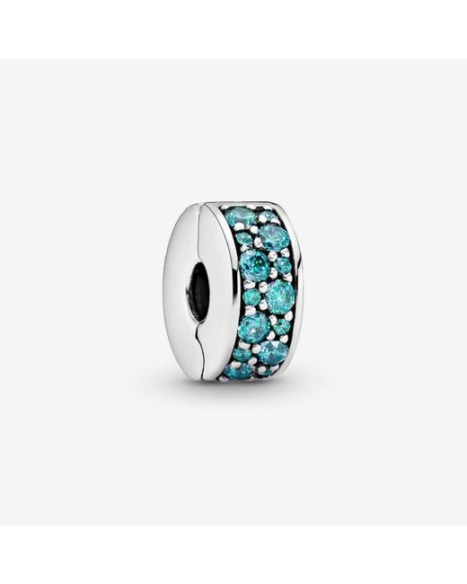 Pandora Blue Teal Pavé Clip Charm