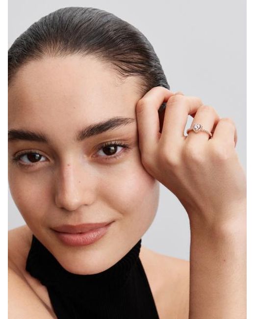 Pandora Metallic Sparkling Elevated Heart Ring