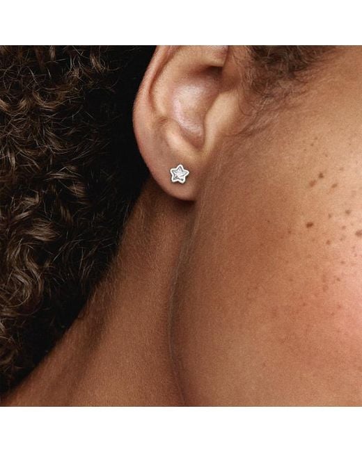 Pandora White Sparkling Star Stud Earrings