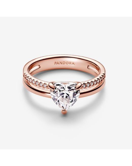 Pandora Pink Double Band Heart Ring
