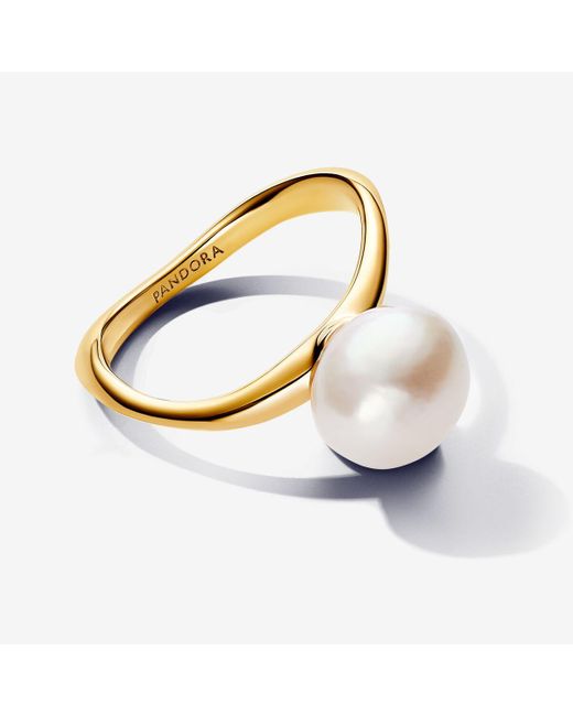Pandora White Baroque Treated Freshwater Cultured Pearl Ring