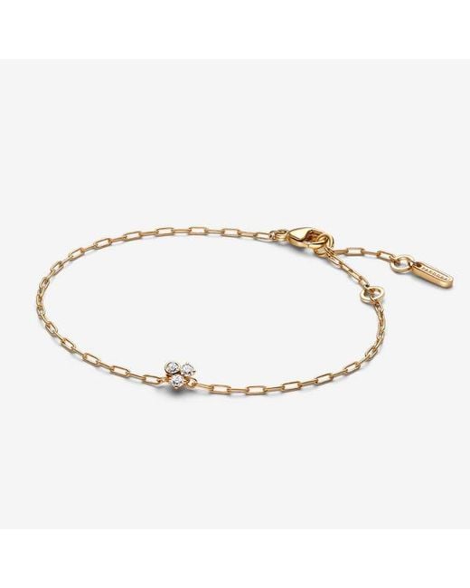 Pandora Metallic Era Bezel Lab-Grown Diamond Cluster Paperclip Chain Bracelet