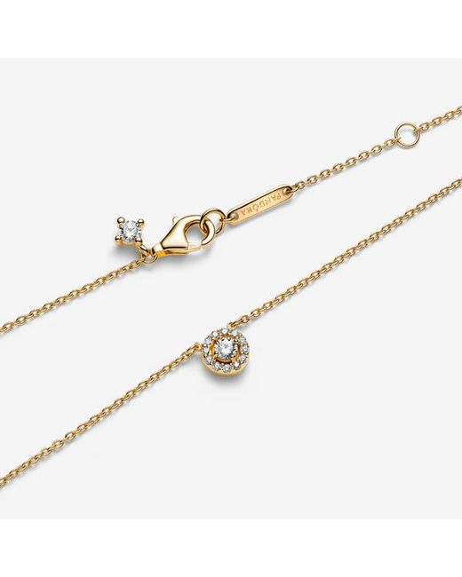 Pandora Metallic Round Pavé Halo Pendant Necklace