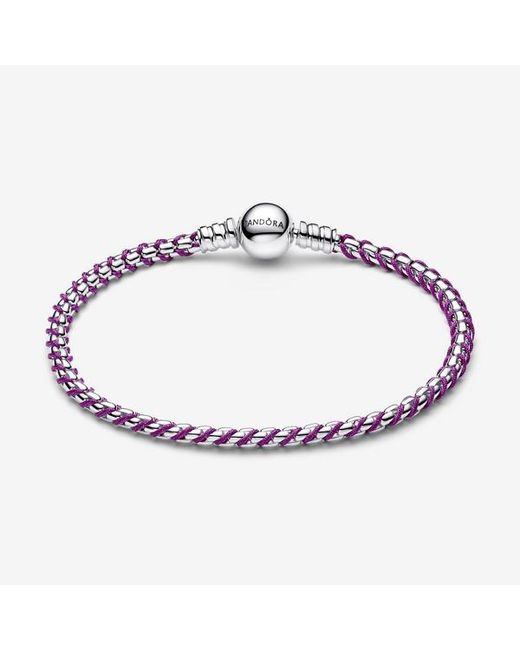 Pandora Purple Cord Box Chain Bracelet