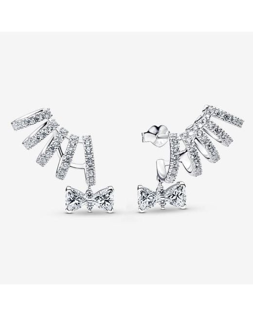 Pandora Metallic Bridgerton Sparkling Bow Climber Earrings