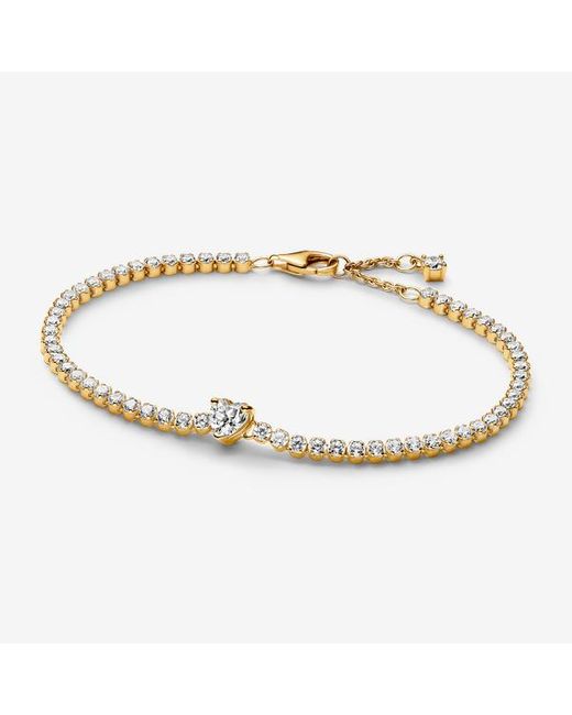 Pandora Metallic Sparkling Heart Tennis Bracelet