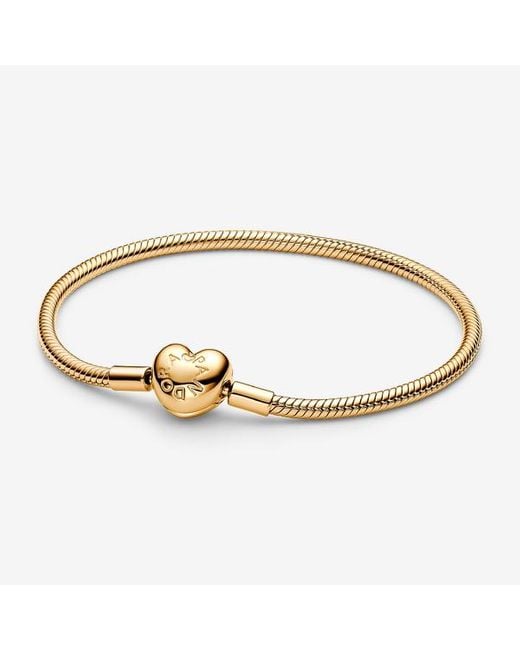 Pandora Metallic Moments Heart Clasp Snake Chain Bracelet