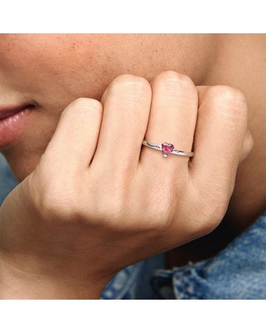 Pandora Red Sparkling Heart Ring