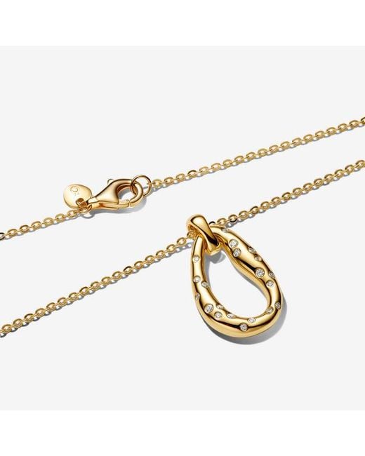 Pandora Metallic Organically Shaped Stone-Set Pendant Necklace