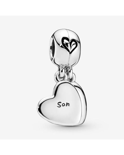 Pandora White Mother & Son Heart Split Dangle Charm