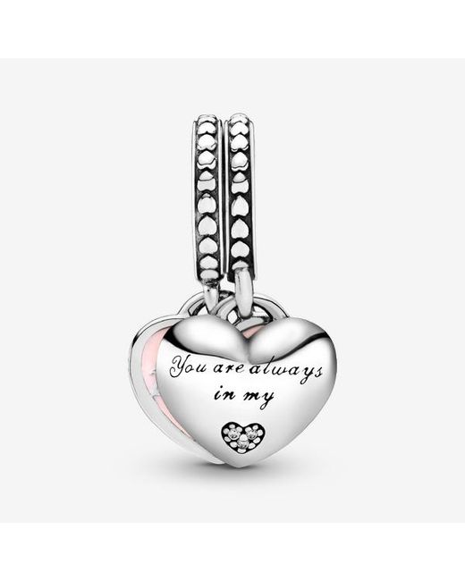 Pandora White Mother & Daughter Hearts Dangle Charm