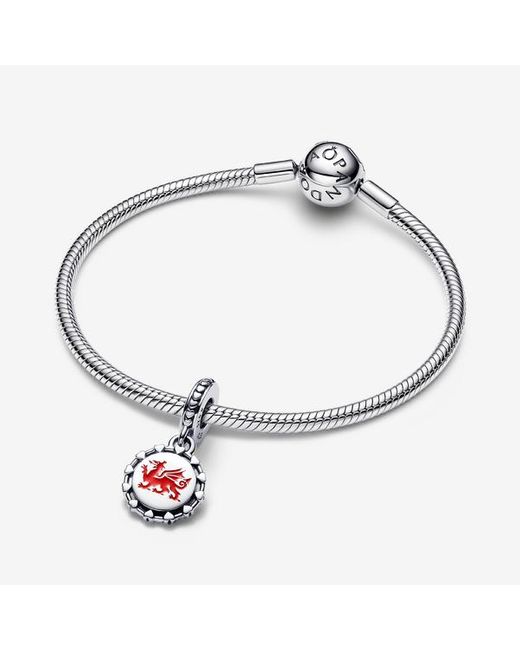 Pandora White Engravable Welsh Dragon Dangle Charm