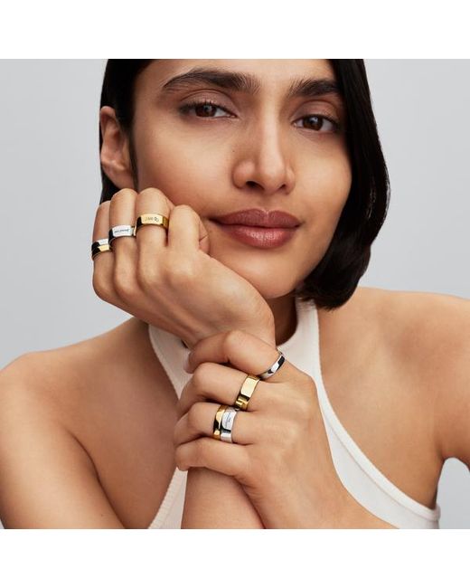 Pandora White Engravable Classic Band Ring