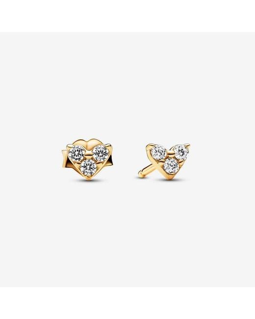 Pandora Metallic Triple Stone Heart Stud Earrings