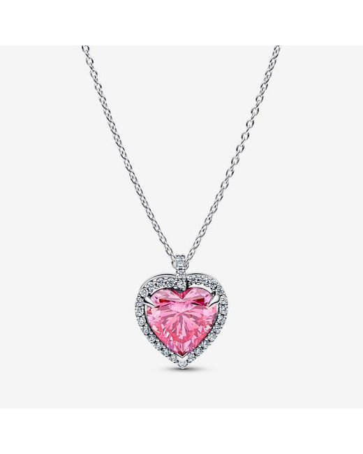 Pandora Pink Halo Heart Collier Necklace