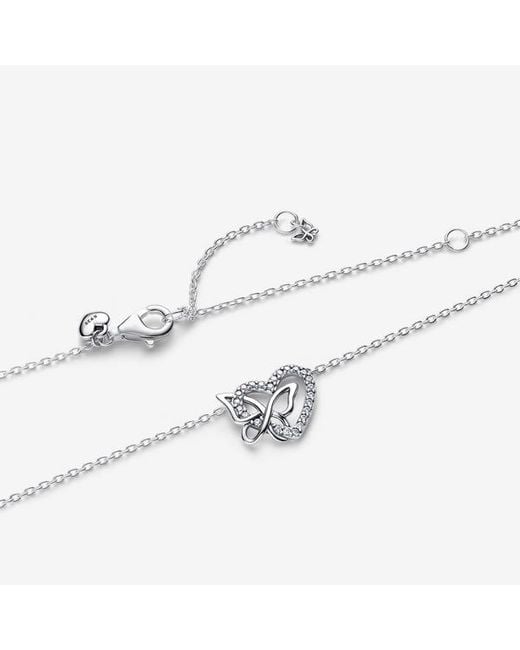 Pandora Metallic Entwined Heart & Butterfly Pendant Necklace