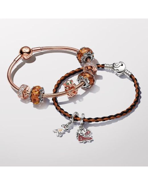 Pandora Brown Disney The Lion King Clasp Moments Braided Leather Bracelet