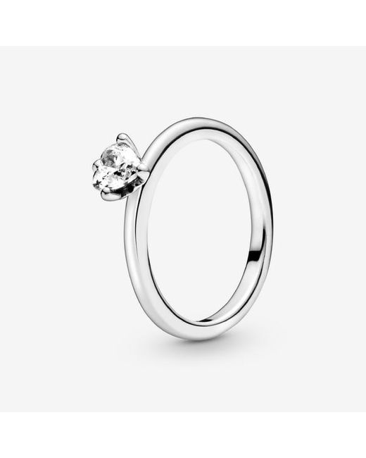 Pandora Metallic Clear Heart Solitaire Ring
