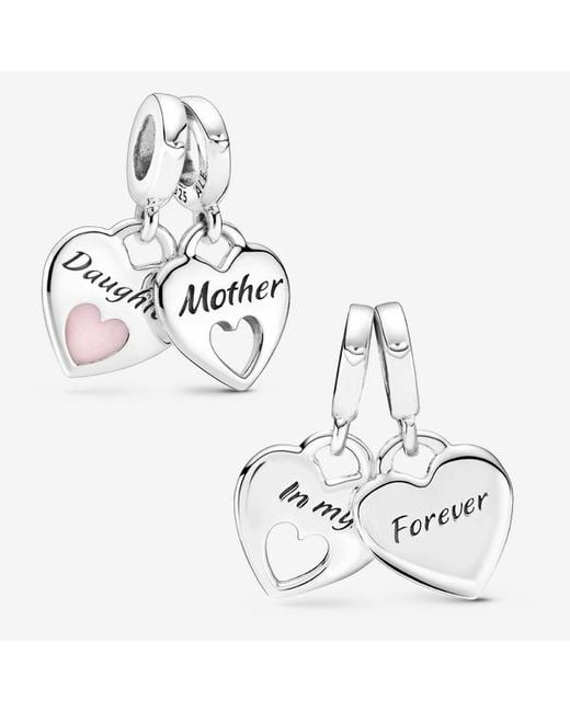 Pandora White Double Heart Split Dangle Charm