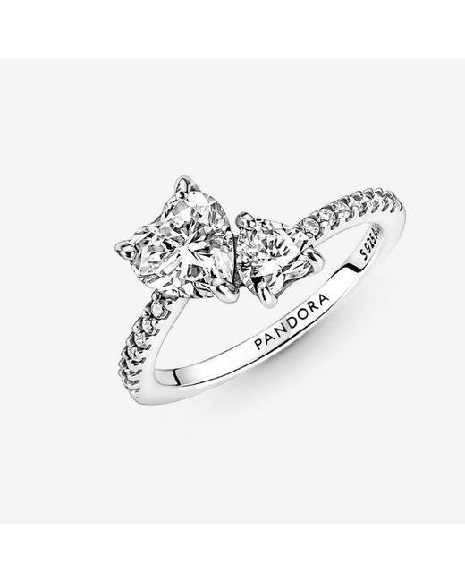 Pandora Metallic Double Heart Sparkling Ring