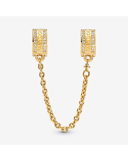 Pandora Metallic Logo Safety Chain Clip Charm