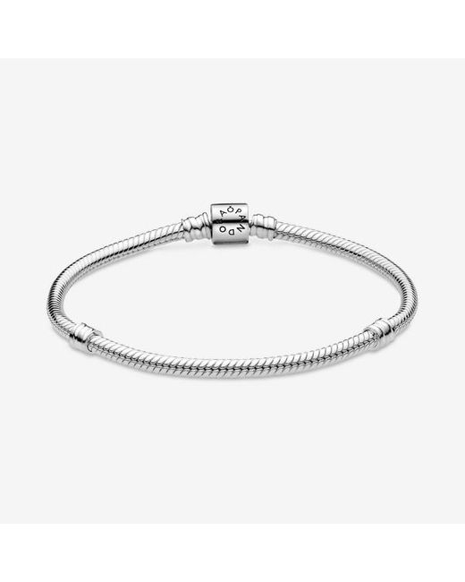 PANDORA Moments Daisy Flower Clasp Snake Chain Bracelet in Metallic ...