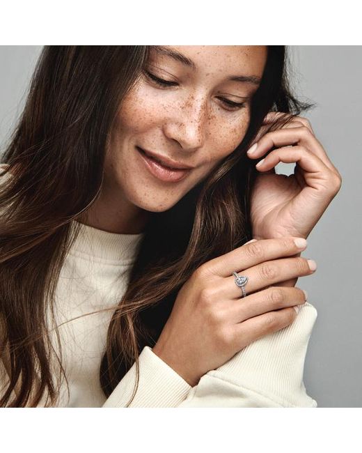 Pandora Metallic Sparkling Pear Halo Ring