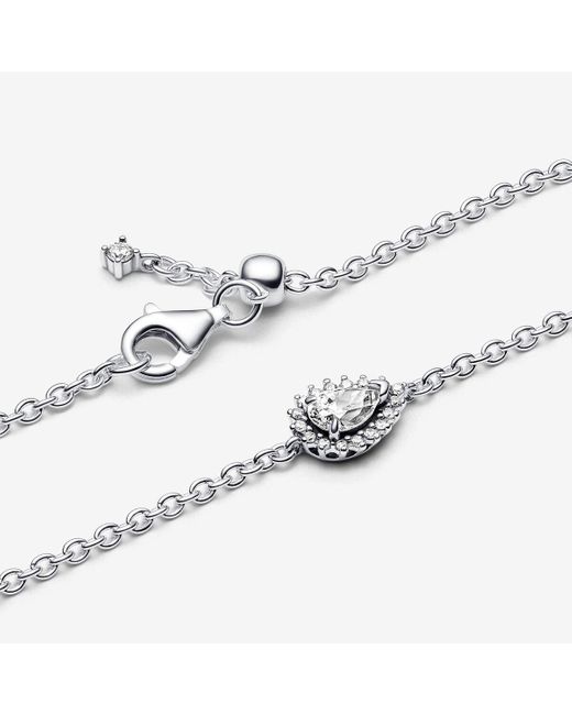 Pandora Metallic Sparkling Pear Halo Chain Bracelet