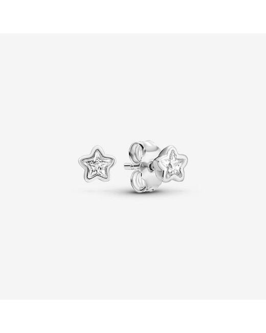 Pandora White Sparkling Star Stud Earrings