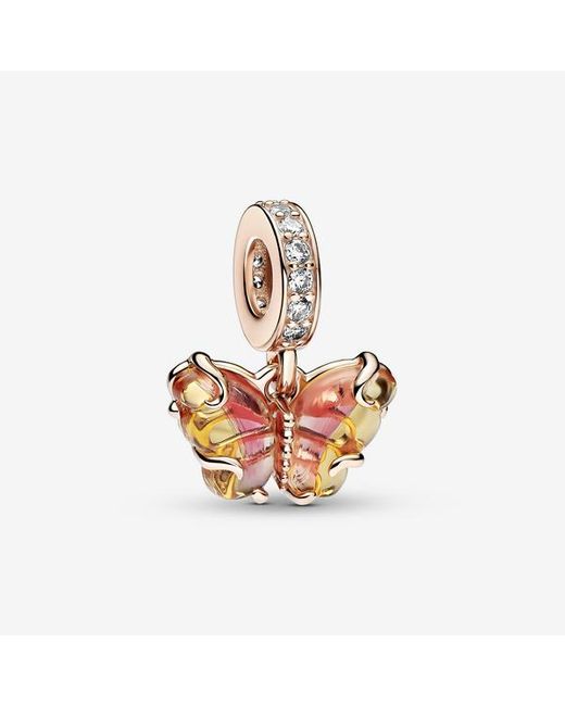 Pandora Pink Murano Glass Butterfly Dangle Charm