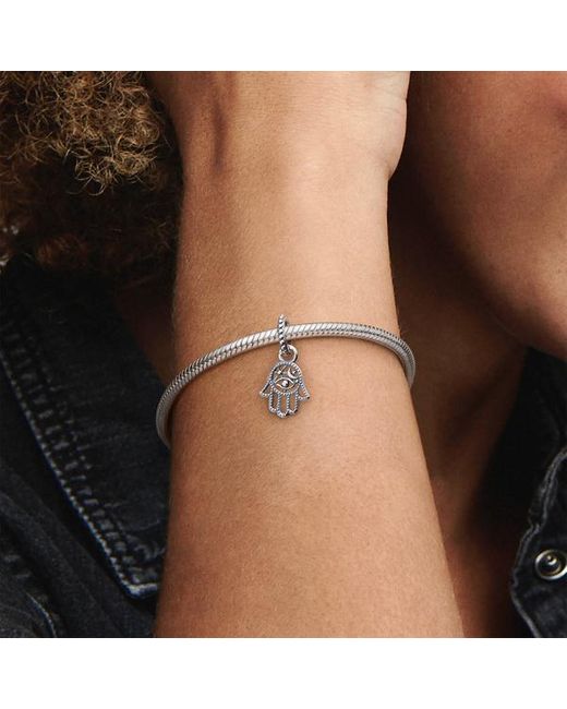 Pandora White Protective Hamsa Hand Dangle Charm