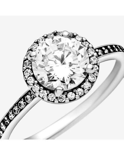 Pandora Metallic Moments Sterling Silver Clear Heart Solitaire Ring
