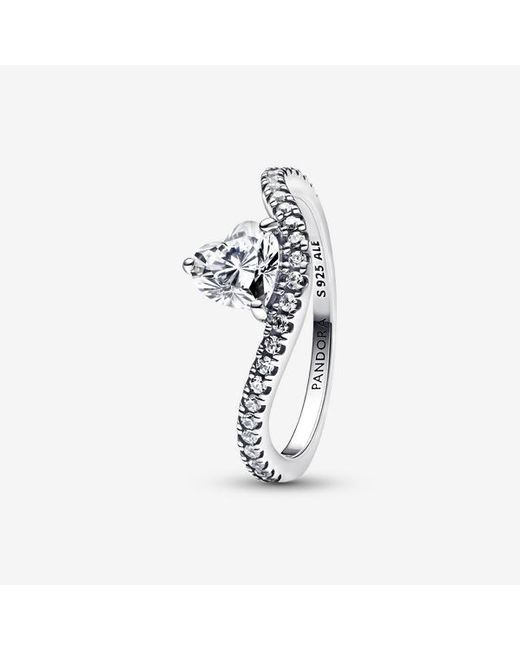 Pandora Metallic Wavy Pavé Heart Ring