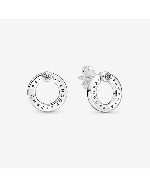 Pandora Metallic Pavé & Logo Circle Reversible Stud Earrings