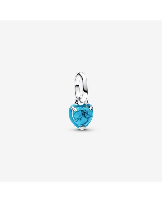 Pandora Blue Coloured Heart Mini Dangle Charm