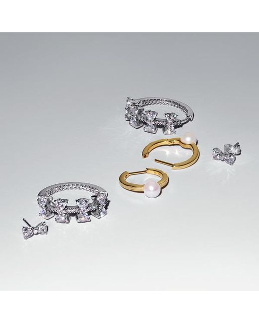 Pandora White Sparkling Small Bow Stud Earrings