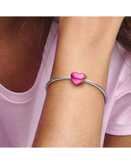 Pandora Pink Metallic Heart Charm