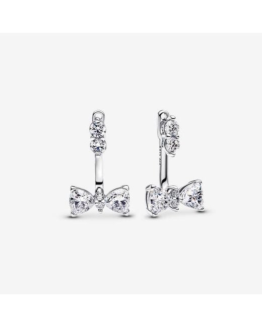 Pandora White Sparkling Bow Drop Earrings