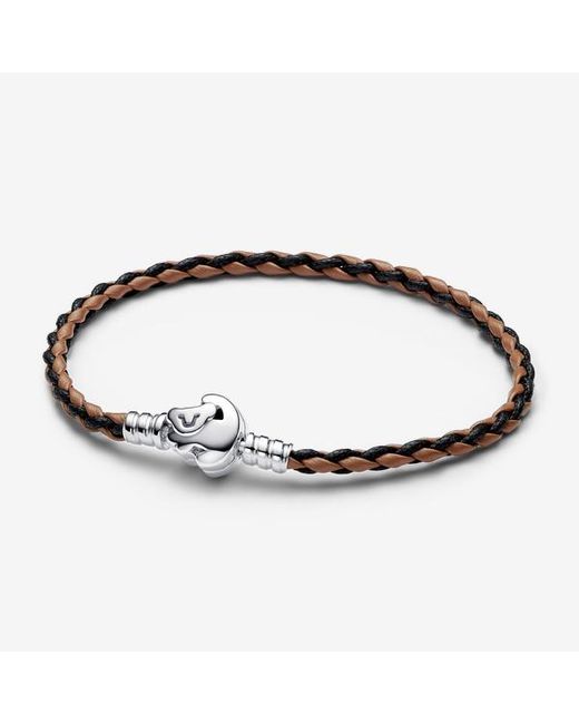 Pandora Brown Disney The Lion King Clasp Moments Braided Leather Bracelet
